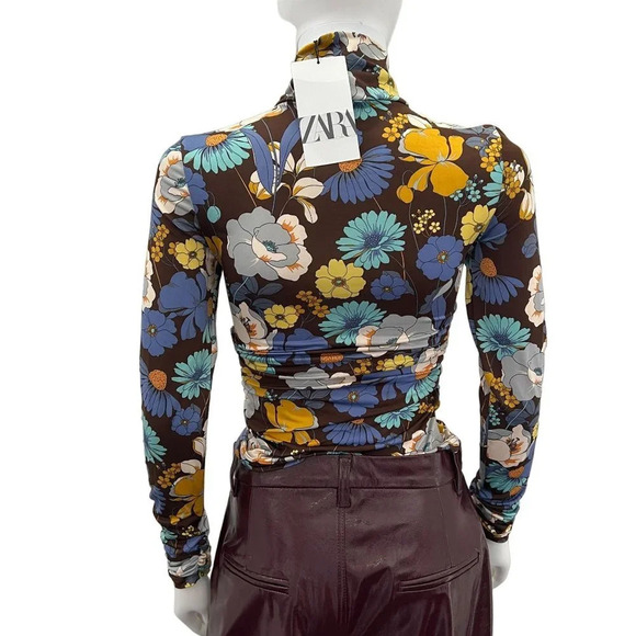 Zara Floral Print Turtleneck Top - Picture 6 of 14